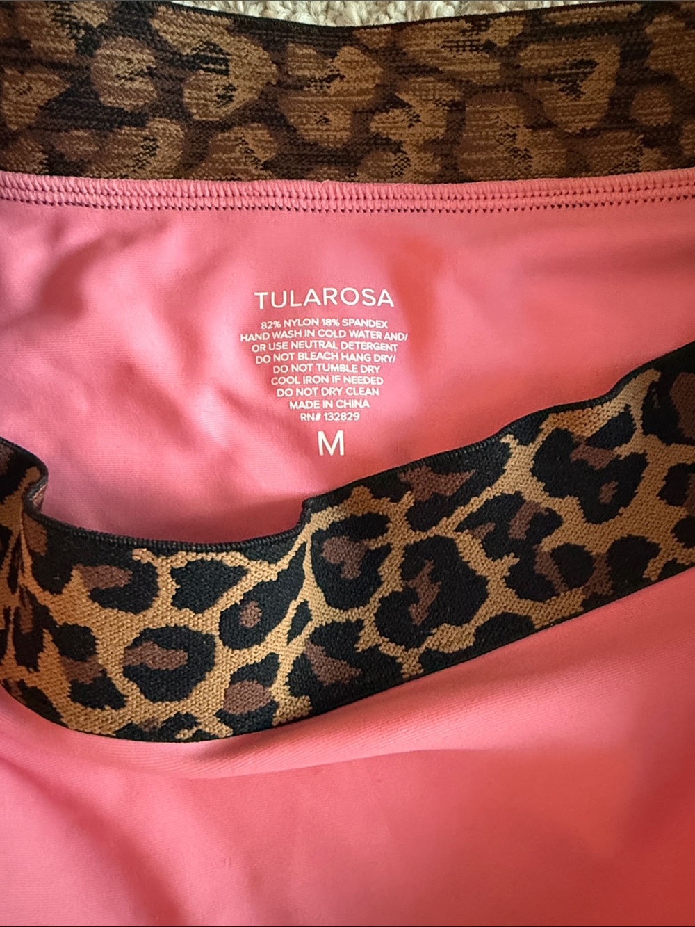 New Tularosa Otto Pink and Leopard-Trim Two-Piece Swimsuit - Picture 2 of 5